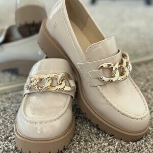 Soda Cream Loafers with Gold Chain